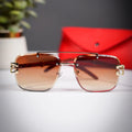 Aura Apex Rimless – Premium Brown Gradient Metal Sunglasses (Luxury UV400 Edition)